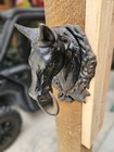 Pair Antique Cast Iron Horse Head Hitching Post Tops     Architectural Salvage
