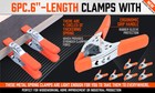 6 Pcs 6  Inch Metal Spring Clamps W  Rubber Tips Tool Large Clips Lot Steel