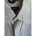 Van Heusen Mens Large 16-16 5 Striped Long Sleeve Dress Shirt Brown Beige