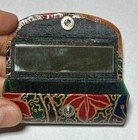 Vintage Leather Lipstick Holder Case With Mirror Handmade Foral Design Nice Vg