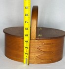Vtg Shaker Woodshops  4 Finger Lap Cherry Sewing Box Swing Handle Copper Rivets