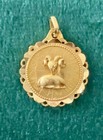 Rare Vintage Augis Aries Zodiac Medallion Pendant 18k French Gold Ram Charm
