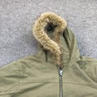 A  ropostale Jacket Mens Medium Green Canvas Bomber Hooded Fur Trim Lined Sample