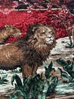 Vtg Turkish Hanging Tapestry Rug Plush Velvet Wall Picture 5 10    X 3 10    Lions