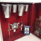 Vtg Mcm Portable Travel Bar W empty Bottles Black Hard Case Booze Bourbon Scotch