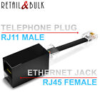 Phone Jack To Ethernet Adapter Rj45 Female To Rj11 Male For Landline Telephone