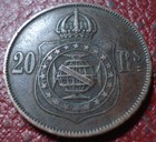 1869 Brazil 20 Reis In Fine-vf Condition