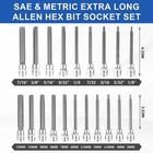 20pc Extra Long Allen Hex Bit Socket Set S2 Steel Hex Head Socket