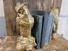 Vintage Cast Brass Owl Figurine Sculpture Bookends Mid-century Modern 1950 s