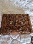 Vintage Maori Carved Wooden Box With Paua Eyes Nz