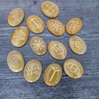 New Yellow Agate Witches Runes Set - Includes 13 Rune Tiles And Bag