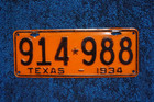 1934 Texas License Plate