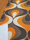 Awesome Rare Vintage Mid Century Retro 70s 60s Org Brn Tall Drops Fabric  Look