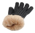 Mens Womens Winter Knit Wool Ribbed Gloves Sherpa Fur Lined Touch Screen Heavy