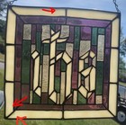 Vintage Stained Glass Window Panel Ihs Catholic Church Salvage Gothic Decor