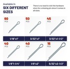 250 Pcs Cotter Pins Kit - 304 Stainless Steel Cotter Pin Assortment Kit - 6 S   