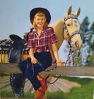Cowgirl With Horse Vintage Unused Art Print 1940 s Western Ranch Lithograph