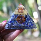 Lapis Lazuli Orgone Pyramid 75mm Emf   5g Protection Generator  Flower Of Life