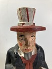 Antique vintage Primitive Folk Art Handcarved Tall Wooden Uncle Sam Figure 9 