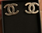 Cc Chanel Buttons Black Rhinestones Stud Earrings