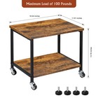 2 Tier Table Print Desk Cart With  Wheels storage Rack Shelf For Office Home