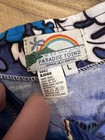 Paradise Found Blouse Womens Large Blue Hawaiian Floral Cropped Button Front