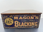 Antique Advertising Wood Box Mason   s Challenge Blacking Shoe Polish Boot Vintage
