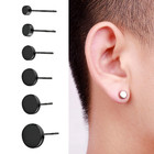 Men s Punk Rock Black Stainless Steel Barbell Ear Studs Charm Earrings 3-10mm