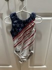 Gk Elite Usa Gymnastics Leotard - Size Cm - Tank Sleeve - Bling Red White   Blue