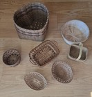 Lot 7 Vintage Woven Baskets Boho Farmhouse Wall Decor Storage Rustic Cottage