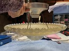 Vintage Art Deco 1920-40 s Nouveau Glass Shade Light Fixture 3 Chain marble Edge