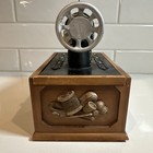 Singer Sewing Machine Replica Mini Wooden Storage Box With Thread Vintage