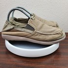 Crocs Walu 201161 Mens 7 Round Toe Slip On Casual Loafer Shoes Biege Canvas