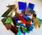 Assorted Lot Of Stained Glass Cut Offs And Scraps   1 Lb 