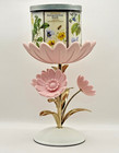Bath   Body Works Spring Metal Flower Pedestal 3-wick Candle Holder New