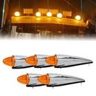 Stainless Drop Sunvisor W 17 Led Amber Torpedo Cab Roof Marker Lights For Mack