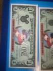 1997 Disney Sorcerer Mickey  1 Dollar Bill  aa Block  - Mint  25th Anniversary