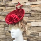 Red Sinamay Fascinator Headband  Handmade In Ny  Kentucky Derby Style  One Size