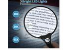 Large Magnifying Glass With Light 10x 20x 45x Illuminated Handheld Magnifier