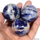 1260 Ct Natural Sodalite Healing Crystal Mineral Gems Sphere With Stand Lot 3pc