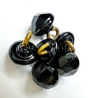 Set Of Antique Victorian Swirl Back Glass Buttons Doll Faceted Black Diminutive