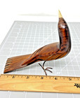 Vintage Folk Art Mexico Wood Hand Carved Bird Wirer Legs - 1970s