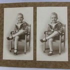 Antique Vintage Edwardian Child Toddler 5-series Poses Sepia Photographs -euc