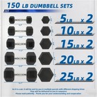 150lb Coated Hex Dumbbell Weight Set And A-frame Storage Rack  5-25 Lbs Pairs