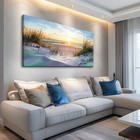 Large Blue Ocean Canvas Art - Modern Beach Landscape Wall Decor