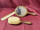 Vintage 3 Piece Dresser Vanity Set Mirror  Brush  Comb Brass 