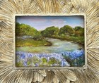 Texas Bluebonnet Landscape Mini Print In Gold Vintage Style Ornate Frame