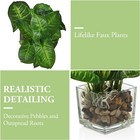 Mygift Set Of 3 Artificial Plants  Faux Tabletop Greenery W clear Glass Pots