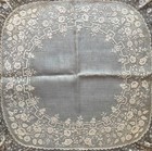 Antique Large Hand Embroidered Linen Handkerchief
