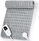 Electric Heating Pad For Back  24x12 In  6 Heat Levels  Silver Gray